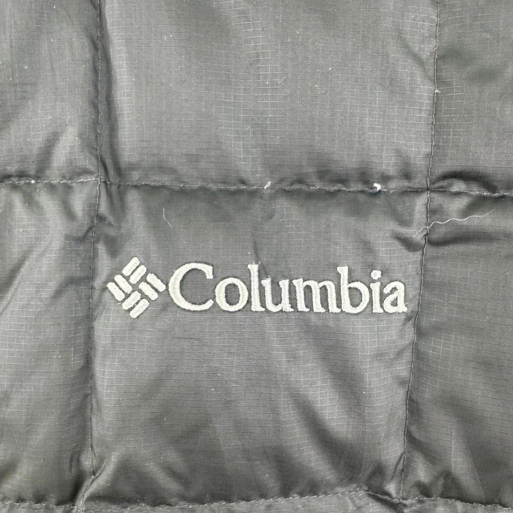 Columbia Puffer Jacket Mens Medium Black 700 Fill Power Down Quilted Ripstop